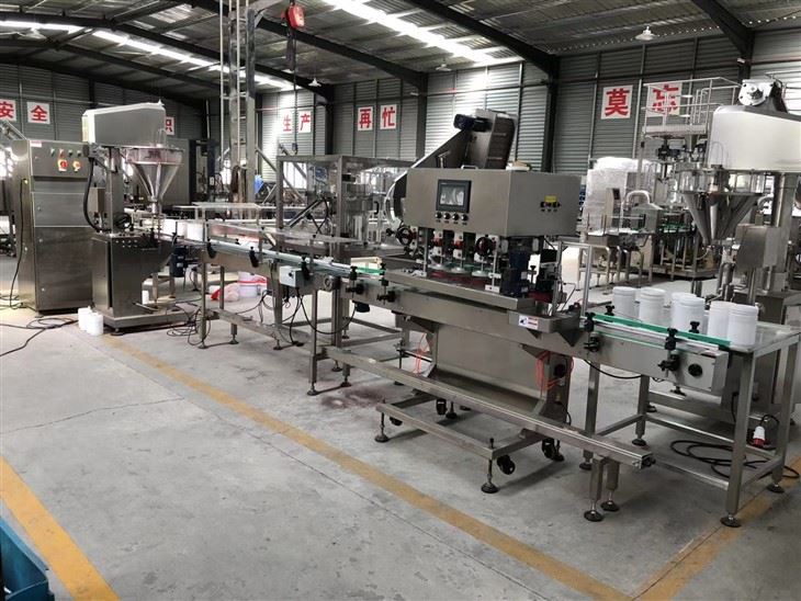 Automatic Powder Bottle Auger Filling Capping Labeling Machine Line